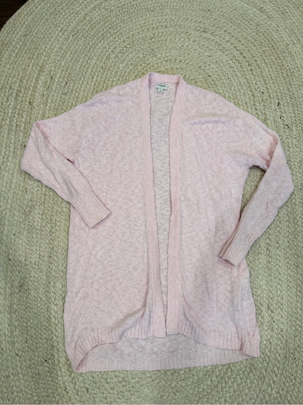 J. Crew Light Pink Open-Front Knit Cardigan
